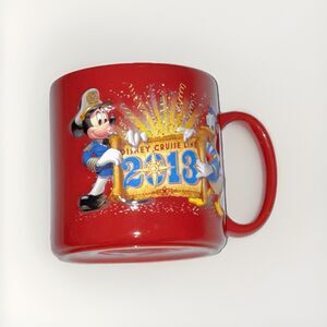 Disney Cruise Line Coffee Mug Cup 2013 Mickey Mouse Donald Duck Maroon